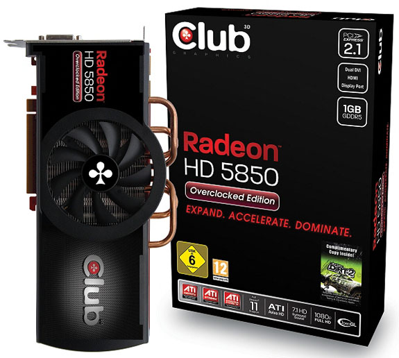 Immagine pubblicata in relazione al seguente contenuto: Club 3D, in arrivo la card Radeon HD 5850 Overclocked Edition | Nome immagine: news12467_1.jpg