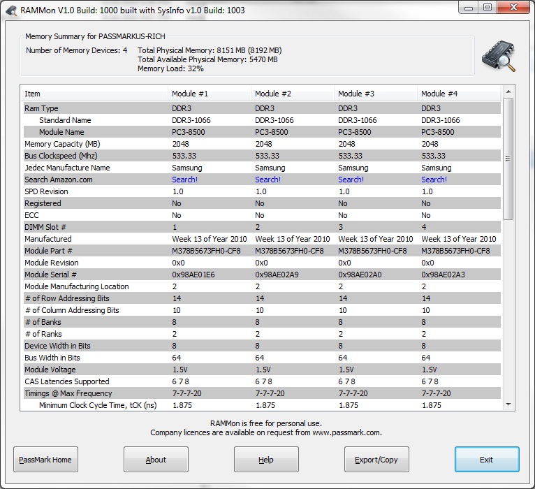 Media asset in full size related to 3dfxzone.it news item entitled as follows: Passmark RAMMon 1.0 visualizza i dati dell'SPD della RAM DDR | Image Name: news13913_1.jpg