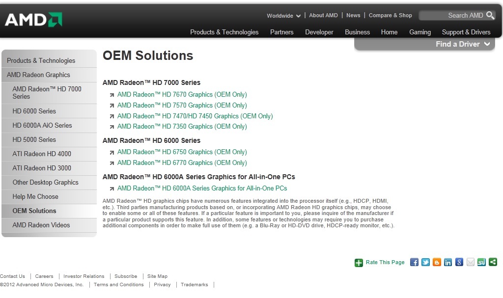 Media asset in full size related to 3dfxzone.it news item entitled as follows: AMD introduce le Radeon HD 7570, HD 7470, HD 7450 e HD 7350 | Image Name: news16409_1.jpg