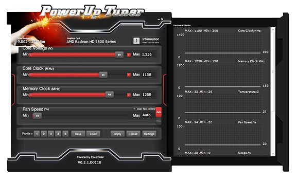 Media asset in full size related to 3dfxzone.it news item entitled as follows: Radeon Tweaking & Monitoring: PowerColor PowerUp Tuner 2.0 | Image Name: news18750_PowerupTuner_1.jpg