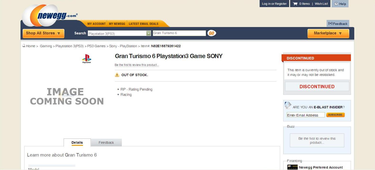 Media asset in full size related to 3dfxzone.it news item entitled as follows: Il game Gran Turismo 6 compare su uno store on line internazionale | Image Name: news19376_Gran-Turismo-6-PlayStation-3-Newegg_1.jpg