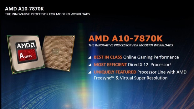 Immagine pubblicata in relazione al seguente contenuto: AMD annuncia la nuova APU Kaveri per desktop A10-7870K | Nome immagine: news22646_Slide-API-AMD-A10-7870K_Kaveri_1.jpg