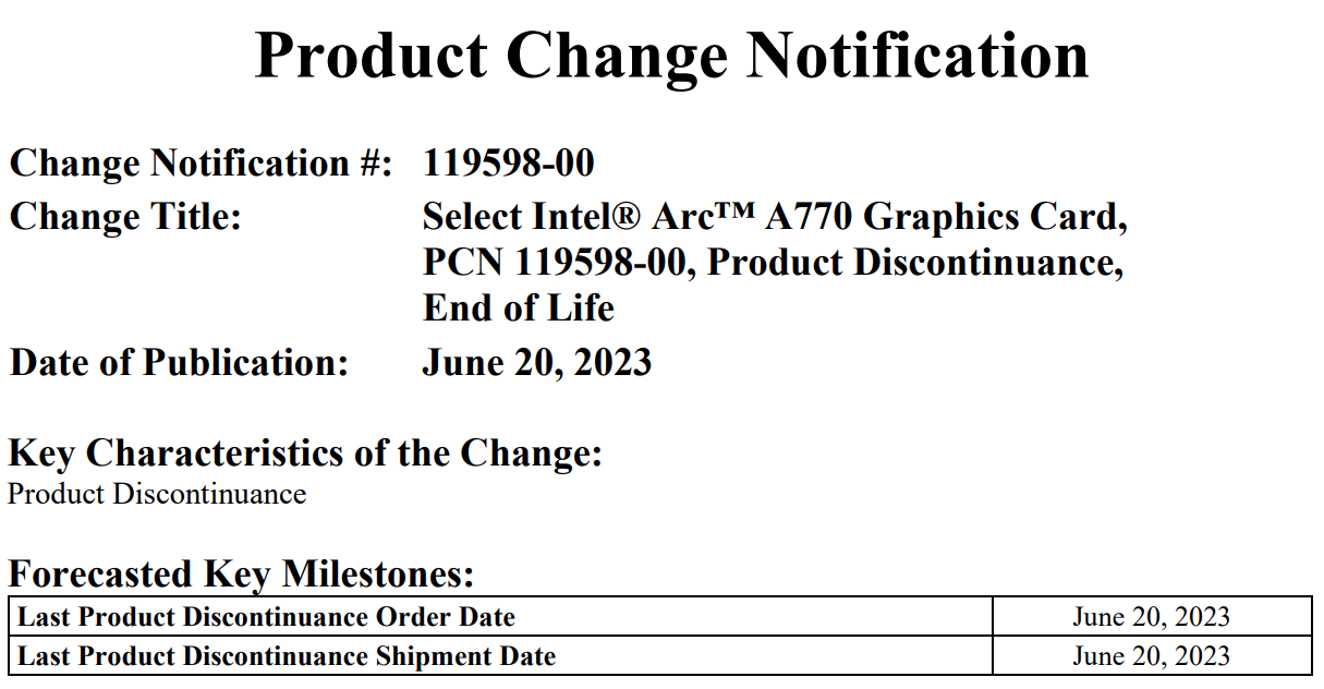 Immagine pubblicata in relazione al seguente contenuto: Una PCN di Intel spinge ufficialmente in phase-out la Arc A770 Limited Edition | Nome immagine: news34599_Intel-Arc-A770-16GB-Limited-Edition_2.png