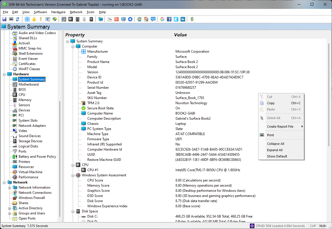 Immagine pubblicata in relazione al seguente contenuto: System & Hardware Tools: SIW (System Information for Windows) 2024 14.1.0417a | Nome immagine: news35542_SIW-Screenshot_1.png