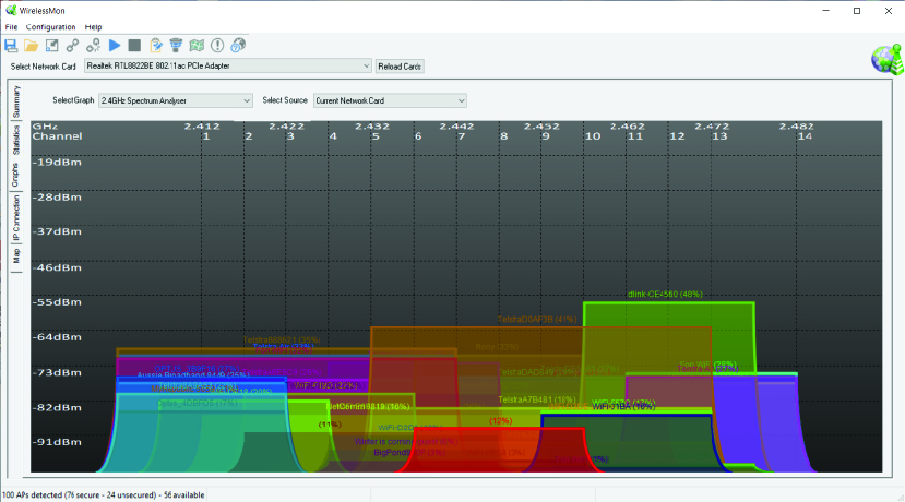 Media asset in full size related to 3dfxzone.it news item entitled as follows: Network Utilities: PassMark WirelessMon 5.0 build 1003 - Bug fixing | Image Name: news35619_WirelessMon_Screenshot_2.jpg