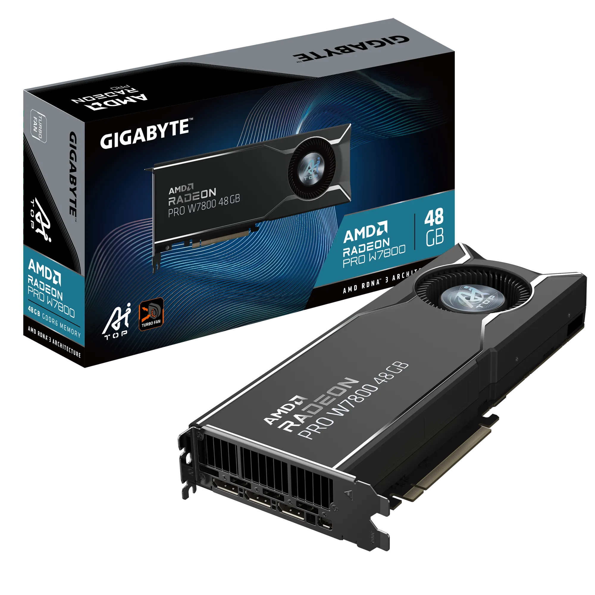 Media asset in full size related to 3dfxzone.it news item entitled as follows: GIGABYTE lancia la video card AMD Radeon PRO W7800 AI TOP 48G | Image Name: news36167_GIGABYTE_Radeon-PRO-W7800-AI-TOP-48G_3.png