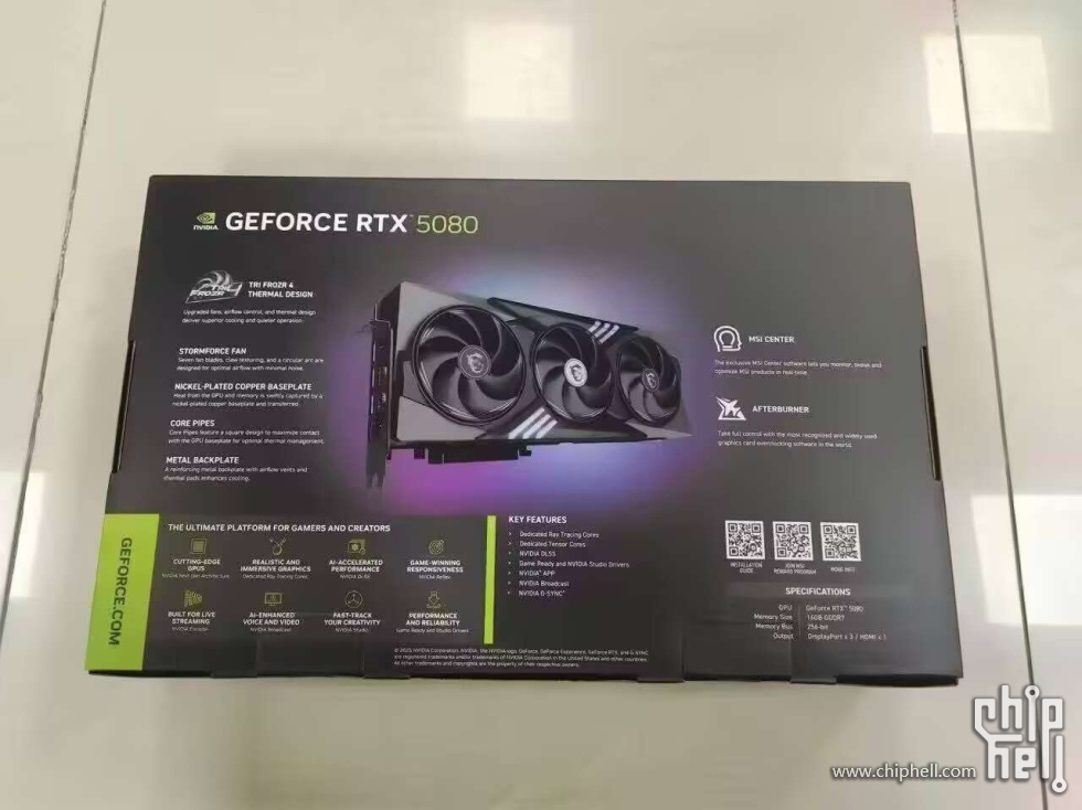 Immagine pubblicata in relazione al seguente contenuto: Foto del bundle e specifiche della MSI GeForce RTX 5080 Gaming Trio OC Edition | Nome immagine: news36310_MSI-GeForce-RTX-5080-Gaming-Trio-OC-Edition_2.jpeg